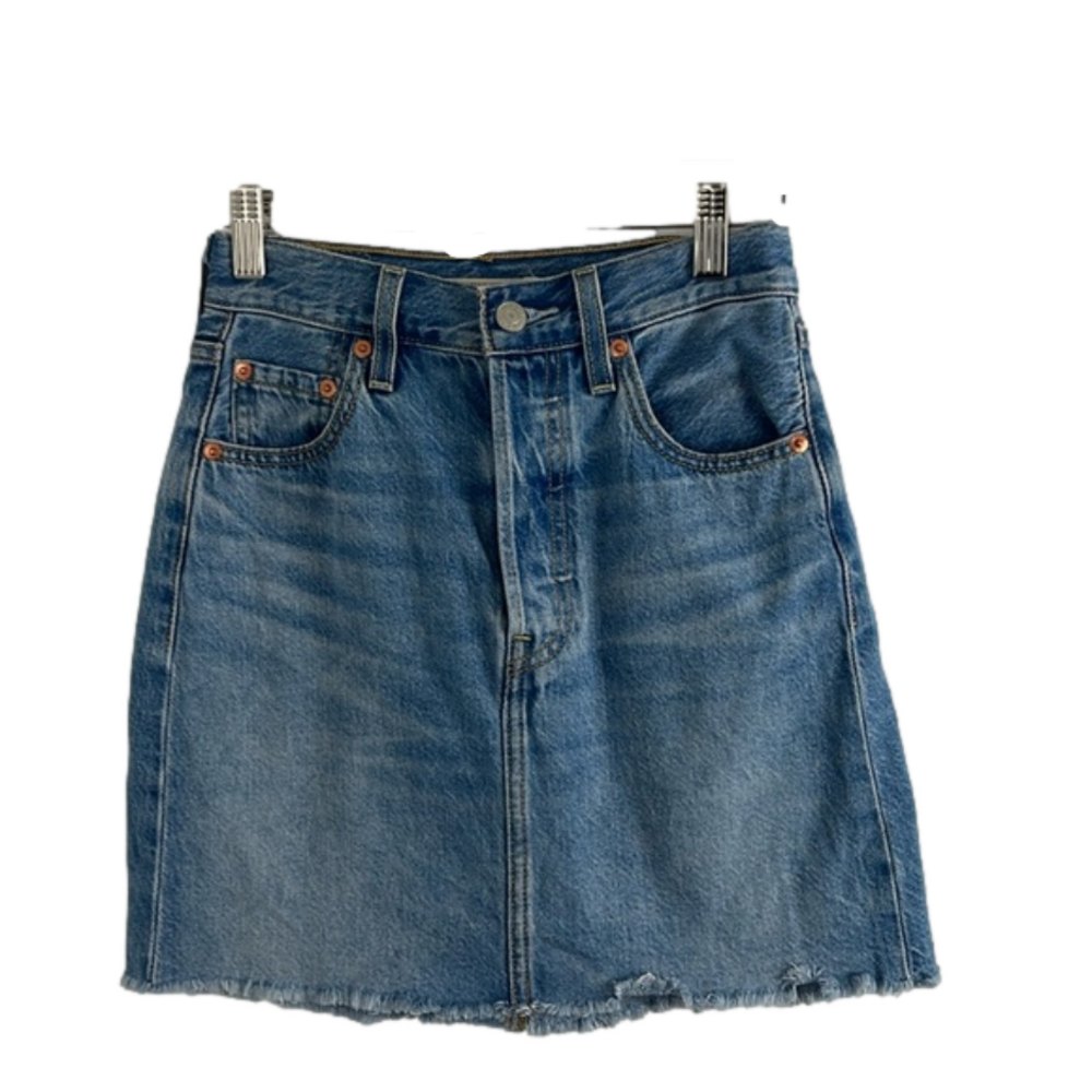 Levis Ribcage Button-Fly Denim Skirt